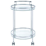 Chrissy Round Glass Shelf Metal Bar Cart Chrome | Silver | Chrome | 181367