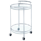 Chrissy Round Glass Shelf Metal Bar Cart Chrome | Silver | Chrome | 181367