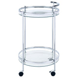 Chrissy Round Glass Shelf Metal Bar Cart Chrome | Silver | Chrome | 181367