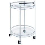 Chrissy Round Glass Shelf Metal Bar Cart Chrome | Silver | Chrome | 181367