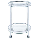 Chrissy Round Glass Shelf Metal Bar Cart Chrome | Silver | Chrome | 181367