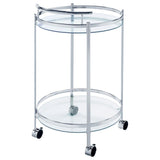 Chrissy Round Glass Shelf Metal Bar Cart Chrome | Silver | Chrome | 181367