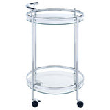 Chrissy Round Glass Shelf Metal Bar Cart Chrome | Silver | Chrome | 181367