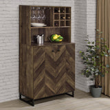 Mendoza 2-door Home Bar Cabinet Wine Storage Rustic Oak | King | Brown | Rustic Oak | 182082