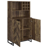 Mendoza 2-door Home Bar Cabinet Wine Storage Rustic Oak | King | Brown | Rustic Oak | 182082