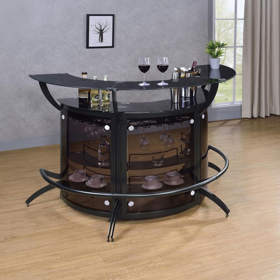 Dallas 3-piece Curved Freestanding Home Bar Cabinet Black | Black | 182135-S3