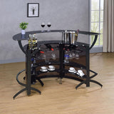 Dallas 3-piece Curved Freestanding Home Bar Cabinet Black | Black | 182135-S3