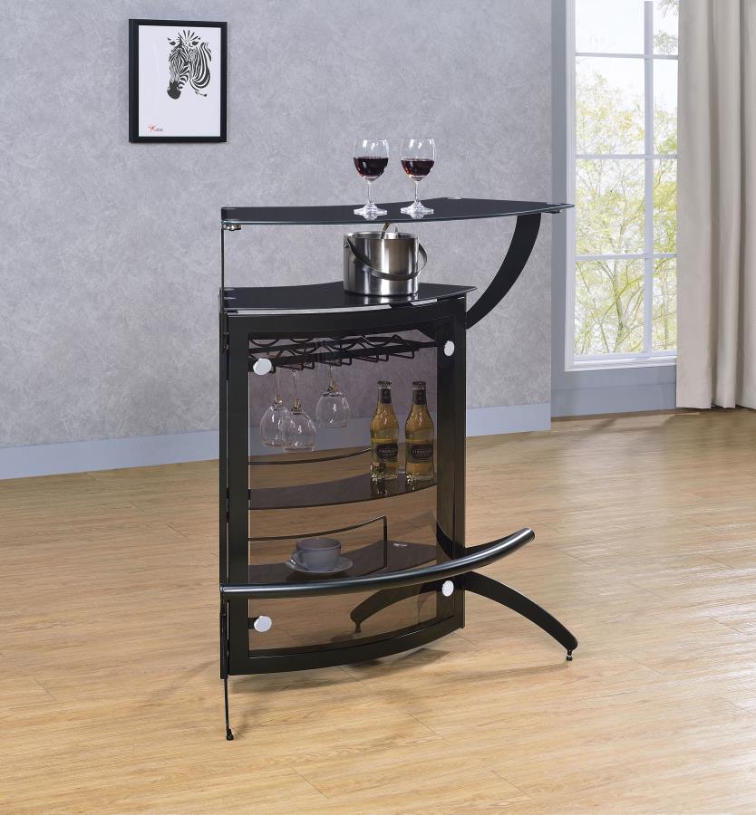 Dallas 2-shelf Curved Freestanding Home Bar Cabinet Black | Black | 182135