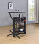 Dallas 2-shelf Curved Freestanding Home Bar Cabinet Black | Black | 182135