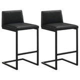 Vardon Genuine Leather Bar Stool Black (Set of 2) | Black | 182226BLK