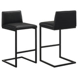 Vardon Genuine Leather Bar Stool Black (Set of 2) | Black | 182226BLK