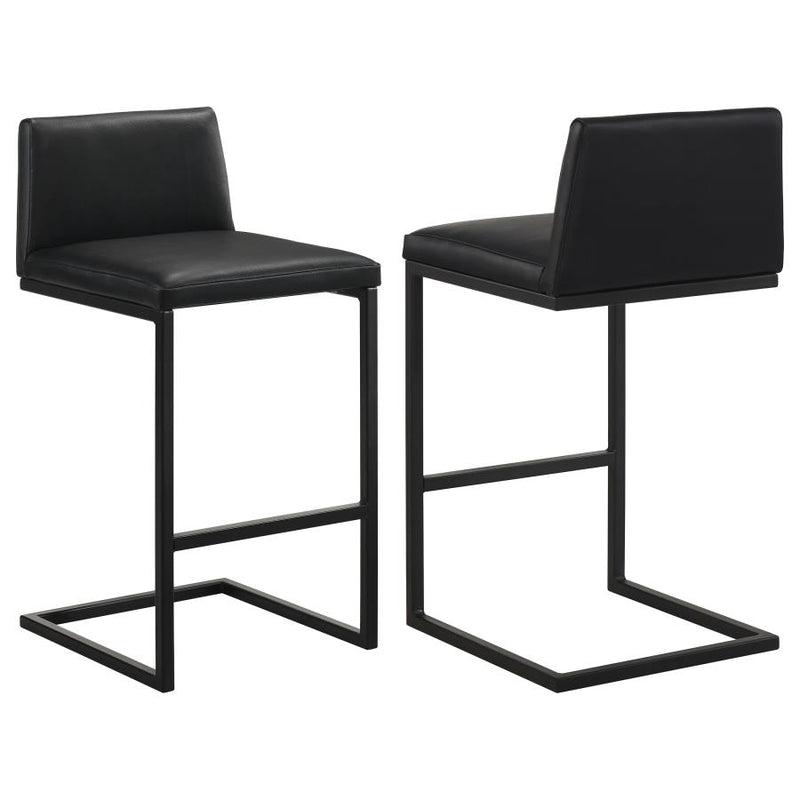 Vardon Genuine Leather Bar Stool Black (Set of 2)