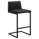 Vardon Genuine Leather Bar Stool Black (Set of 2) | Black | 182226BLK