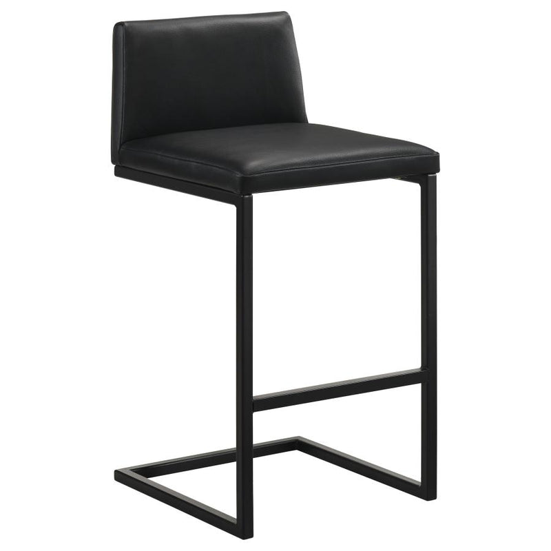 Vardon Genuine Leather Bar Stool Black (Set of 2)