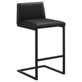 Vardon Genuine Leather Bar Stool Black (Set of 2) | Black | 182226BLK