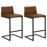 Vardon Genuine Leather Bar Stool Dark Brown (Set of 2) | Brown | Dark Brown | 182226BRN