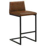 Vardon Genuine Leather Bar Stool Dark Brown (Set of 2) | Brown | Dark Brown | 182226BRN