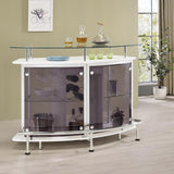 Gideon Curved Glass Top Home Bar Cabinet White High Gloss | King | White | White High Gloss | 182235