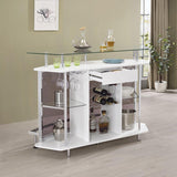 Gideon Curved Glass Top Home Bar Cabinet White High Gloss | King | White | White High Gloss | 182235