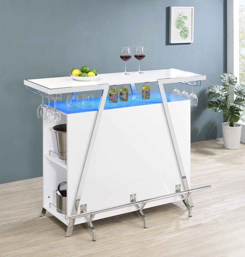 Araceli Freestanding LED Home Bar Cabinet White High Gloss | White | White High Gloss | 182355