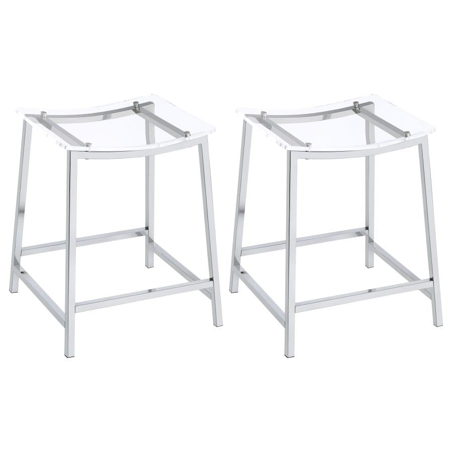 Jovani Acrylic Backless Counter Stool Chrome (Set of 2) | King | Silver | Chrome | 182358
