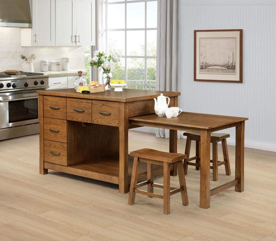 Mayfair 3-piece Kitchen Island with Extension Table Dark Oak | Brown | Dark Oak | 182446