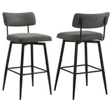 Levine Fabric Upholstered Swivel Bar Chair Grey (Set of 2) | Grey | Black Grey / Matte Black | 182475CHR