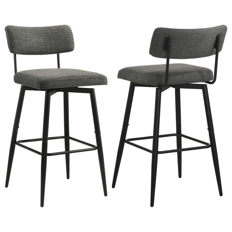Levine Fabric Upholstered Swivel Bar Chair Grey (Set of 2)