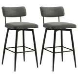 Levine Fabric Upholstered Swivel Bar Chair Grey (Set of 2) | Black | Black / Grey | 182475CHR