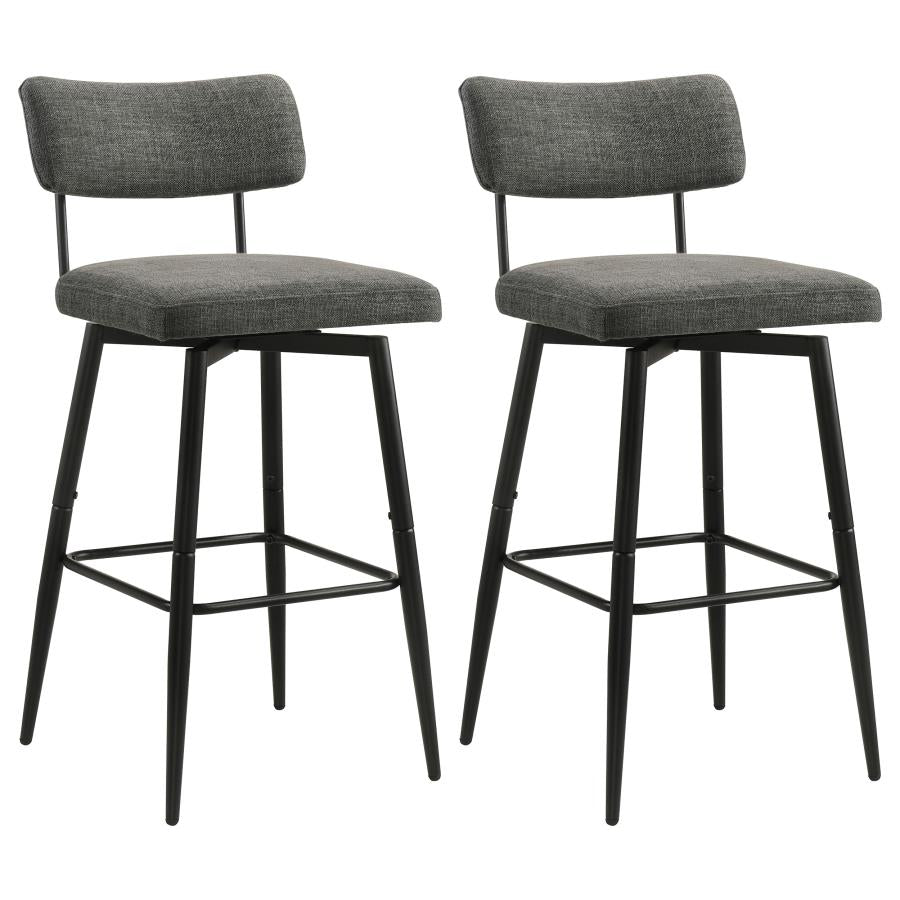Levine Fabric Upholstered Swivel Bar Chair Grey (Set of 2) | Black | Black / Grey | 182475CHR