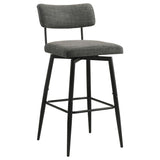 Levine Fabric Upholstered Swivel Bar Chair Grey (Set of 2) | Grey | Black Grey / Matte Black | 182475CHR