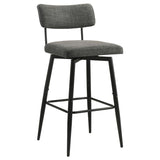 Levine Fabric Upholstered Swivel Bar Chair Grey (Set of 2) | Black | Black / Grey | 182475CHR
