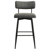 Levine Fabric Upholstered Swivel Bar Chair Grey (Set of 2) | Grey | Black Grey / Matte Black | 182475CHR