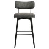 Levine Fabric Upholstered Swivel Bar Chair Grey (Set of 2) | Black | Black / Grey | 182475CHR