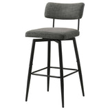 Levine Fabric Upholstered Swivel Bar Chair Grey (Set of 2) | Grey | Black Grey / Matte Black | 182475CHR