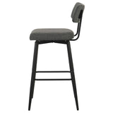 Levine Fabric Upholstered Swivel Bar Chair Grey (Set of 2) | Grey | Black Grey / Matte Black | 182475CHR