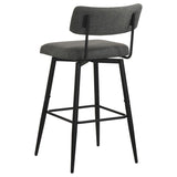 Levine Fabric Upholstered Swivel Bar Chair Grey (Set of 2) | Grey | Black Grey / Matte Black | 182475CHR