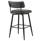 Levine Fabric Upholstered Swivel Bar Chair Grey (Set of 2) | Grey | Black Grey / Matte Black | 182475CHR