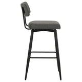 Levine Fabric Upholstered Swivel Bar Chair Grey (Set of 2) | Grey | Black Grey / Matte Black | 182475CHR