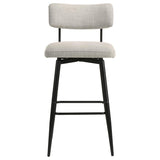 Levine Fabric Upholstered Swivel Bar Chair Cream (Set of 2) | Ivory | Shell / Matte Black | 182475CRM