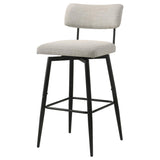 Levine Fabric Upholstered Swivel Bar Chair Cream (Set of 2) | Ivory | Shell / Matte Black | 182475CRM