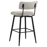 Levine Fabric Upholstered Swivel Bar Chair Cream (Set of 2) | Ivory | Shell / Matte Black | 182475CRM