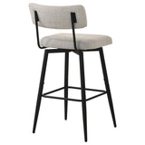 Levine Fabric Upholstered Swivel Bar Chair Cream (Set of 2) | Ivory | Shell / Matte Black | 182475CRM
