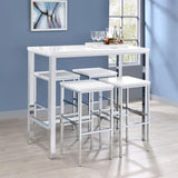 Natividad 5-piece Pub Height Bar Table Set White High Gloss | White | White High Gloss | 182525