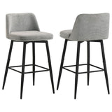 Mellor Fabric Upholstered Swivel Bar Chair Grey (Set of 2) | Full | Grey | Grey / Matte Black | 182635LGR