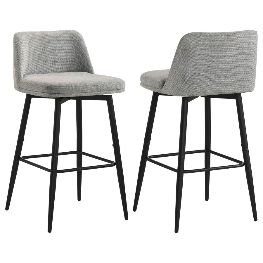 Mellor Fabric Upholstered Swivel Bar Chair Grey (Set of 2) | Full | Grey | Grey / Matte Black | 182635LGR