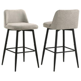 Mellor Fabric Upholstered Swivel Bar Chair Slate Brown (Set of 2) | Full | Brown | Slate Brown / Matte Black | 182635STN