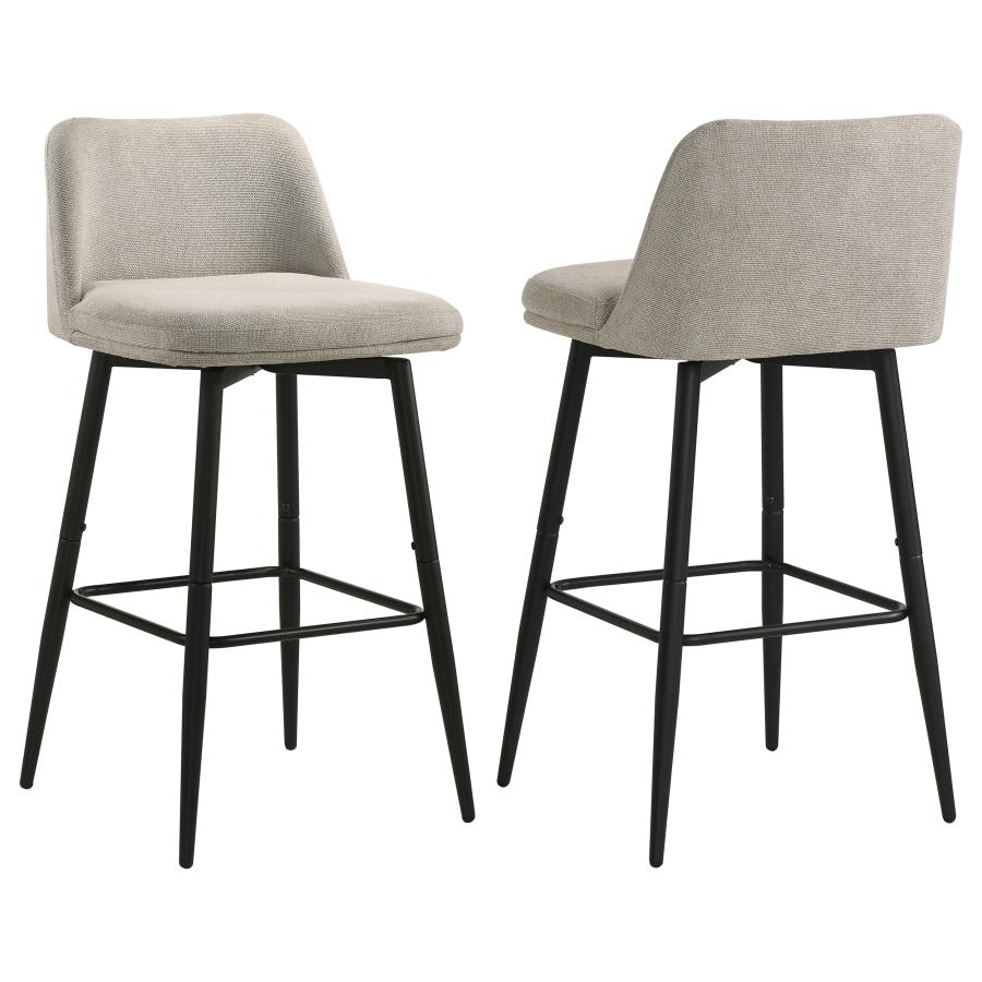 Mellor Fabric Upholstered Swivel Bar Chair Slate Brown (Set of 2) | Full | Brown | Slate Brown / Matte Black | 182635STN