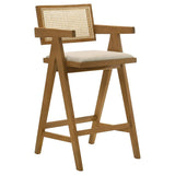 Kane Woven Rattan Wood Bar Chair Light Walnut (Set of 2) | Brown | Light Walnut | 182677