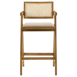 Kane Woven Rattan Wood Bar Chair Light Walnut (Set of 2) | Brown | Light Walnut | 182677